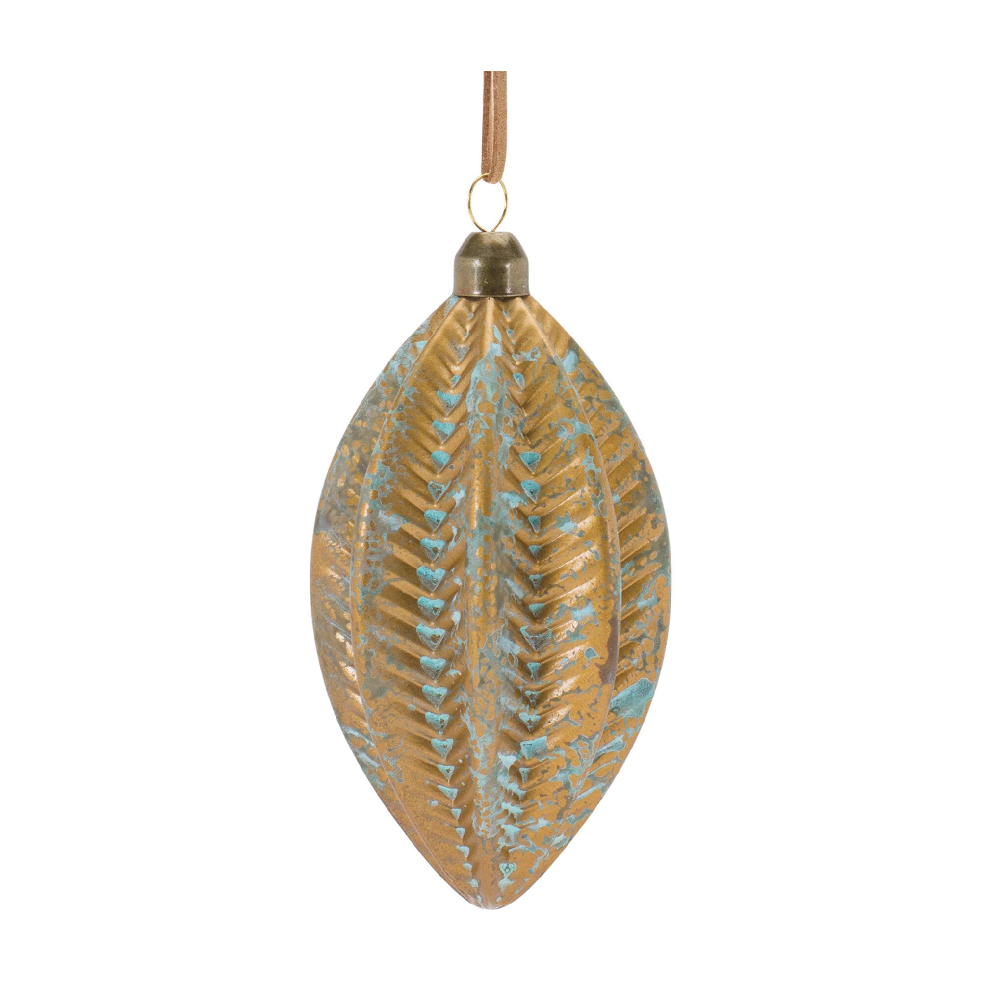 Blue & Brown Distressed Ribbed Glass Ornament Set